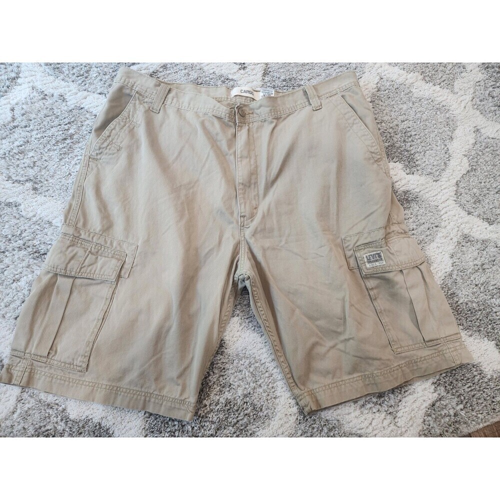 Levi's Men Shorts Size 42 Khaki Carrier Cargo Relaxed Fit Baggy Canvas Long